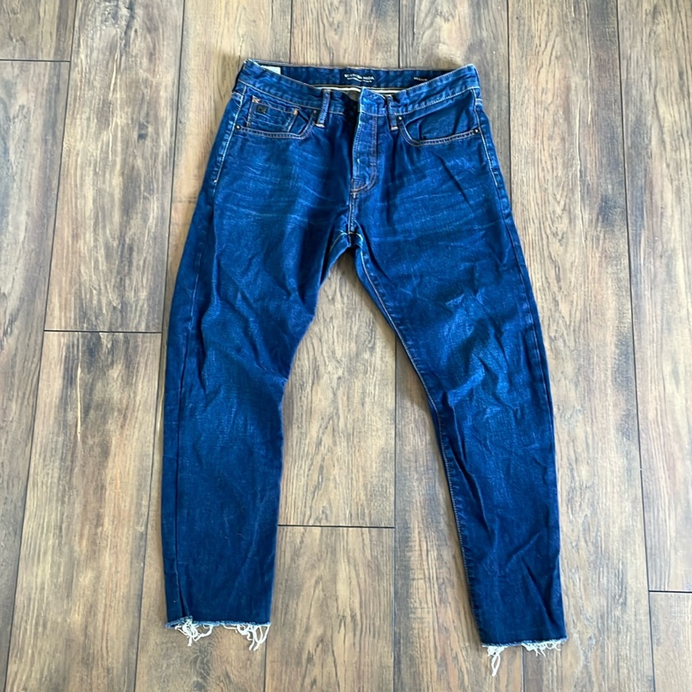 Scotch & Soda Dark Blue Distressed Hem Men's Jeans